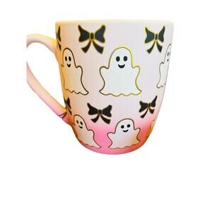 Pink cute ghost and bows Halloween mug